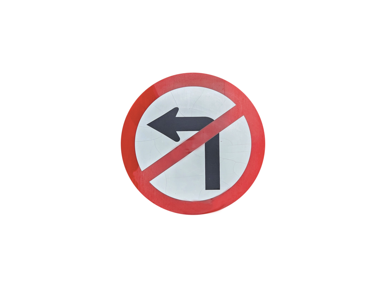 Turn left prohibition sign. Traffic sign. on transparent background png