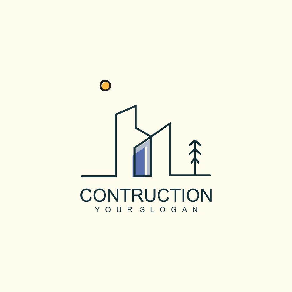 Construction logo with buildings concept for business vector