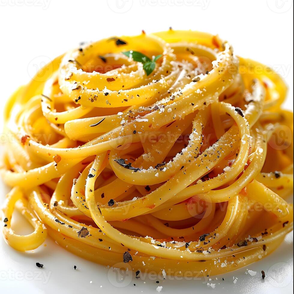 Mouthwatering Pasta Varieties Beautifully Arranged on White Background for Culinary photo