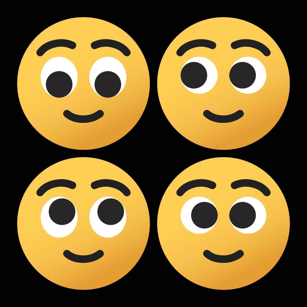 cute yellow emojis with different emotion isolated on black background vector