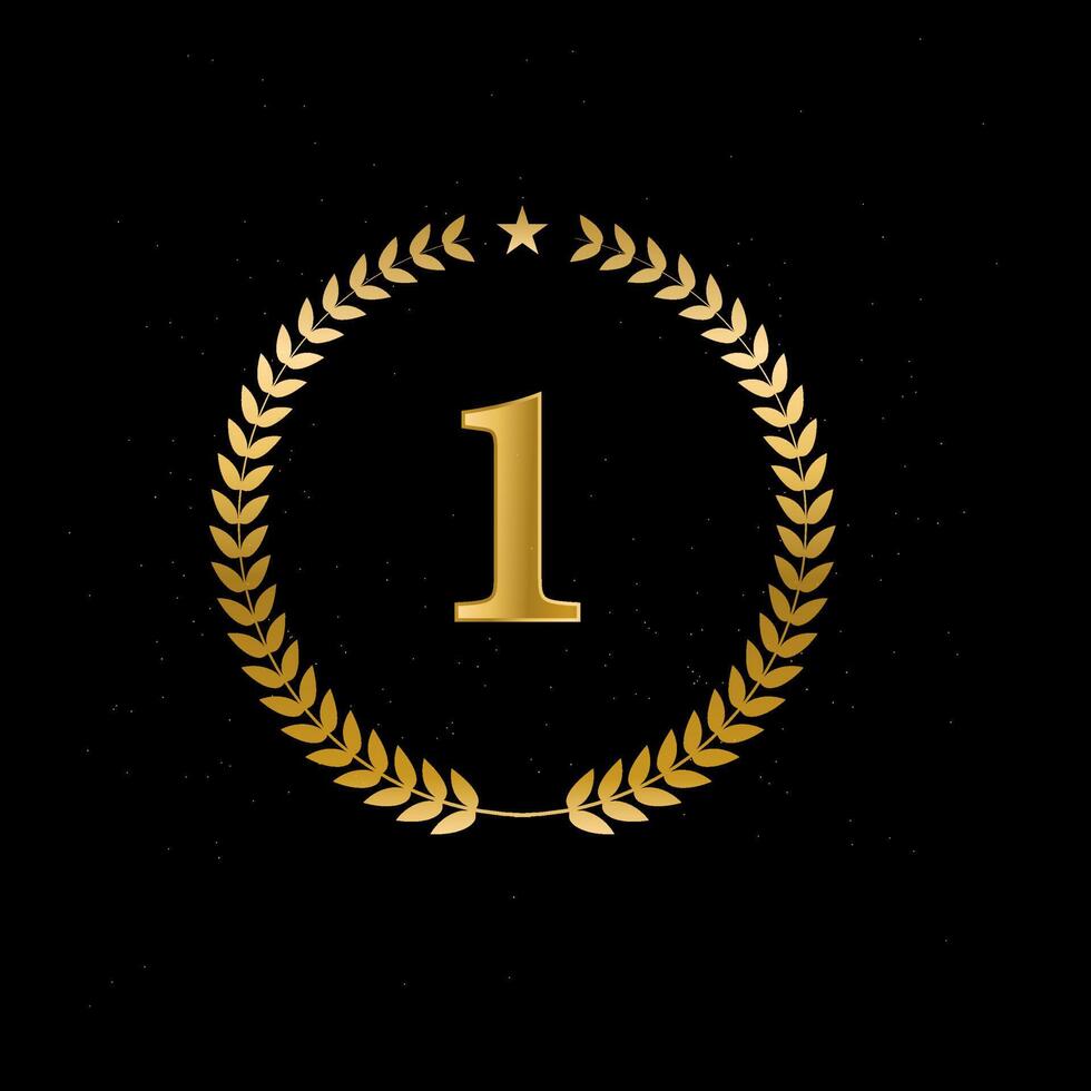 Gold Laurel Wreath. Golden award for winners. Honoring champions. Sign for 1st place. Trophy for challenge. Symbol of victory and achievements. vector
