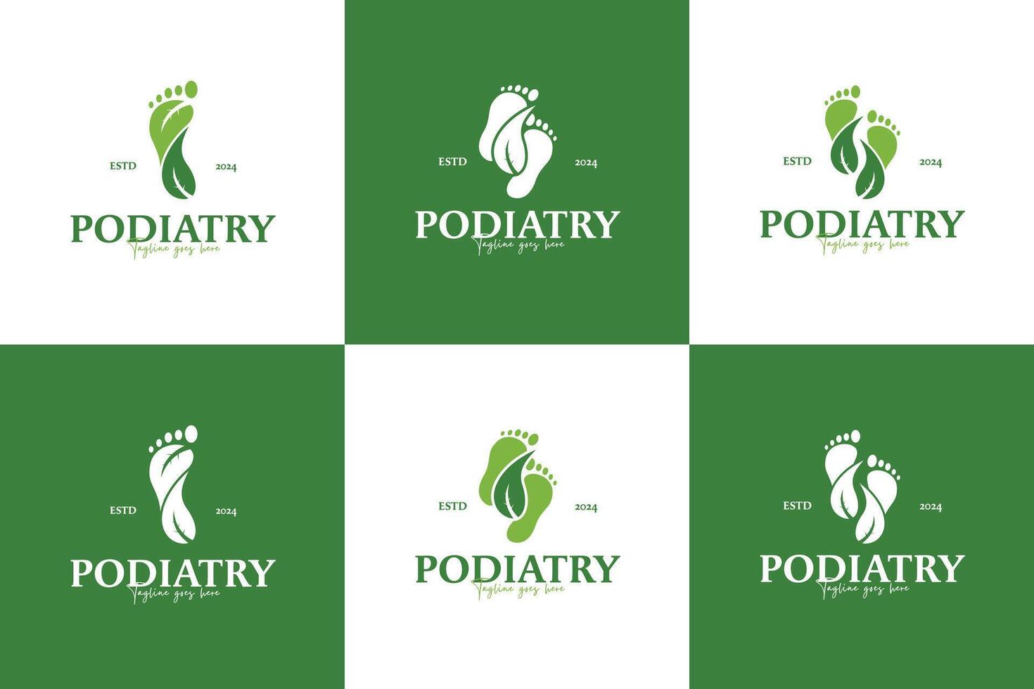 Set collection podiatry natural footprint and leaves logo design illustration template idea vector