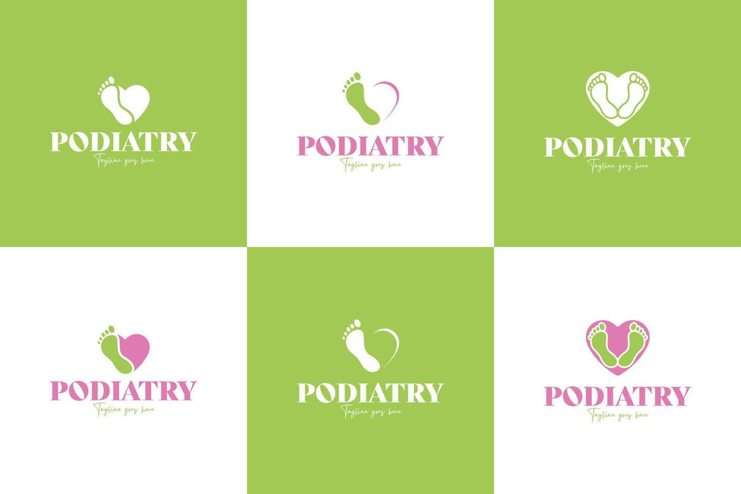 Set of podiatry care foot and heart logo design illustration template idea vector