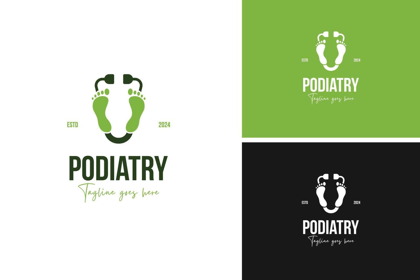 Podiatry health foot and stethoscope logo design illustration template idea vector