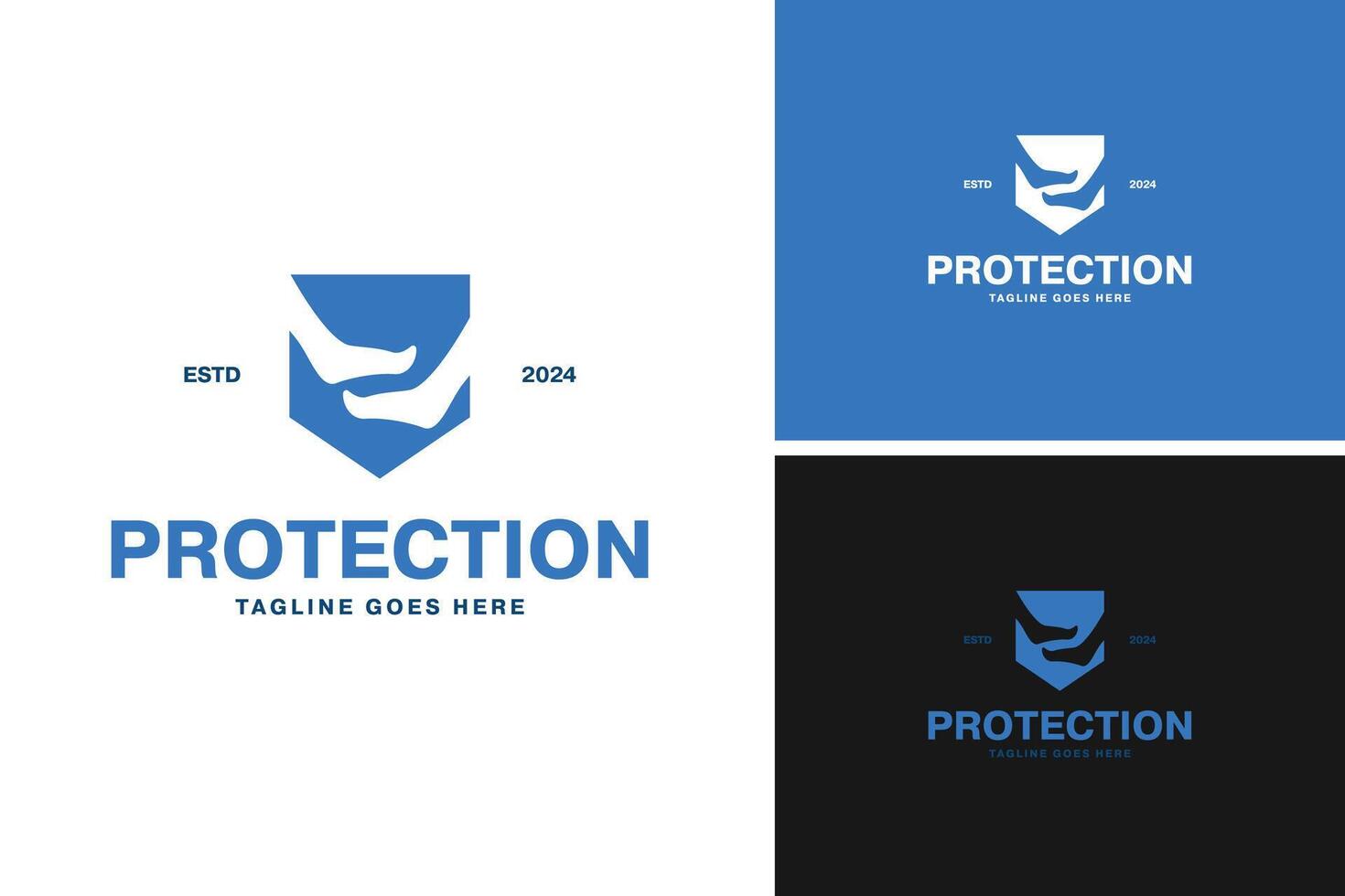 Podiatry protection foot and shield logo design illustration template idea vector