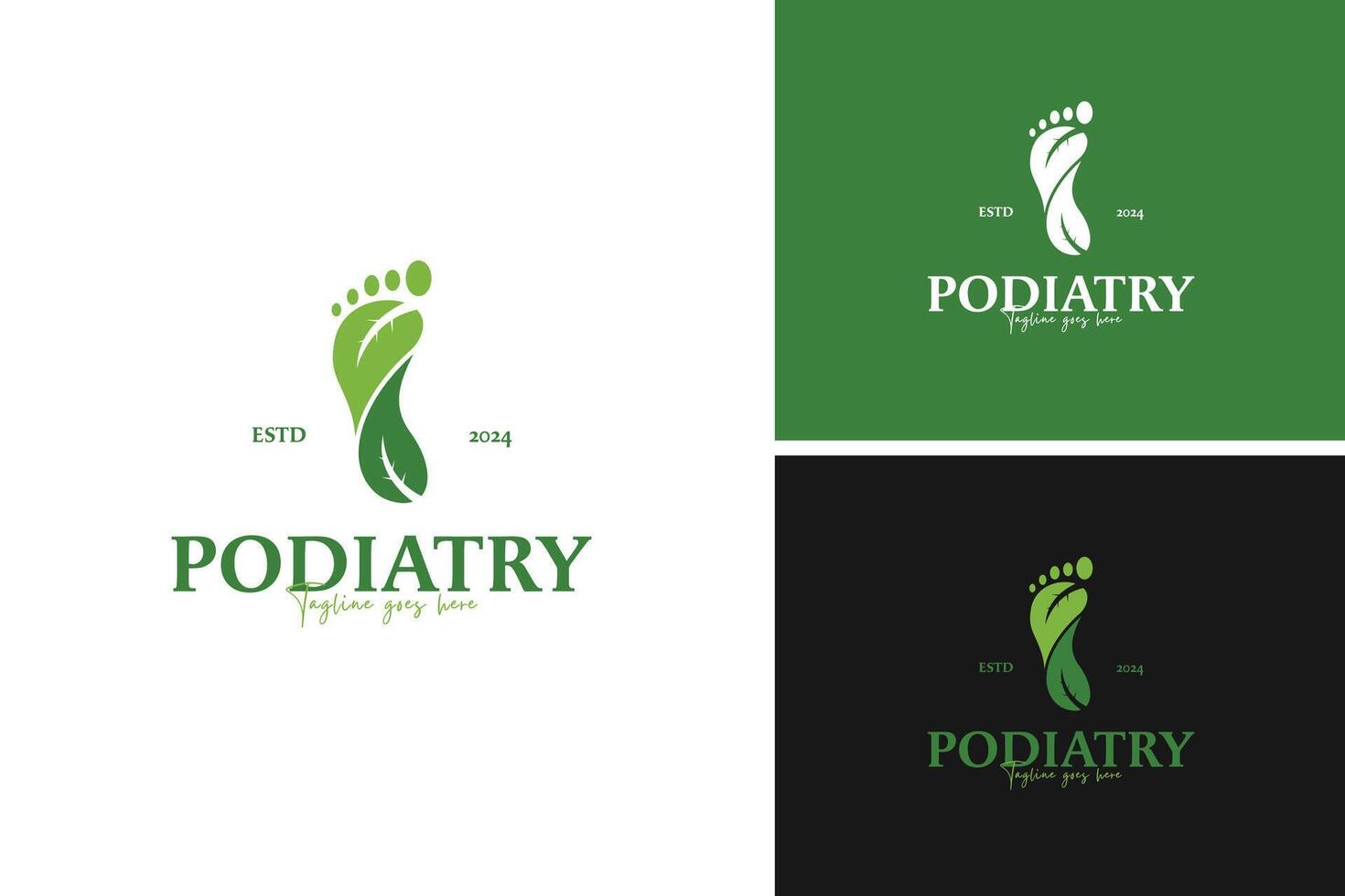 Podiatry natural footprint and leaves logo design illustration template idea vector