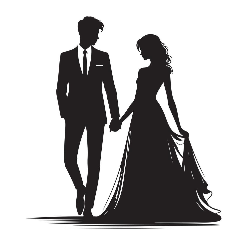 couple standing silhouette vector