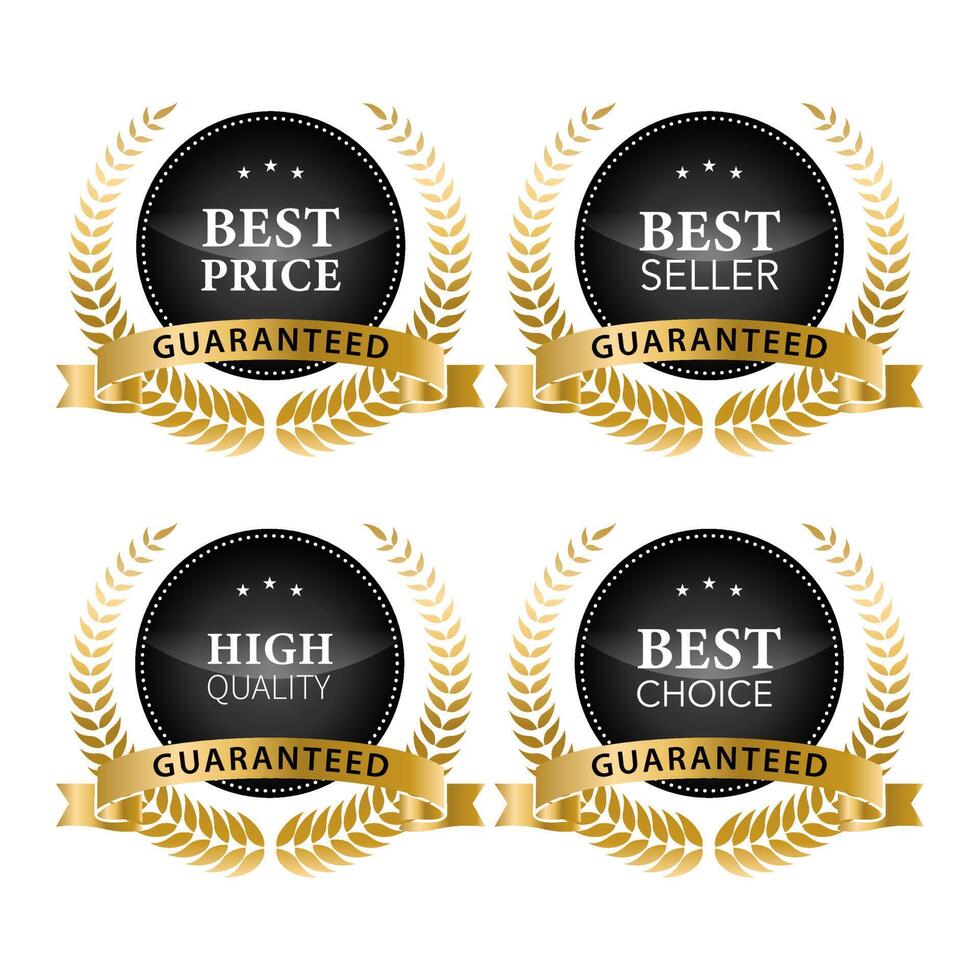 Luxury gold badges and labels premium quality product. vector