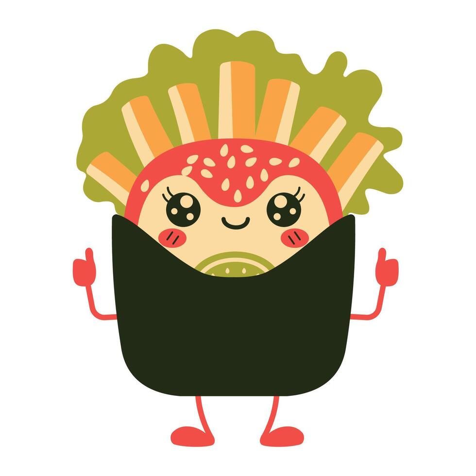 Cute French Fries Junk Food Cartoon Character with Happy Expression vector