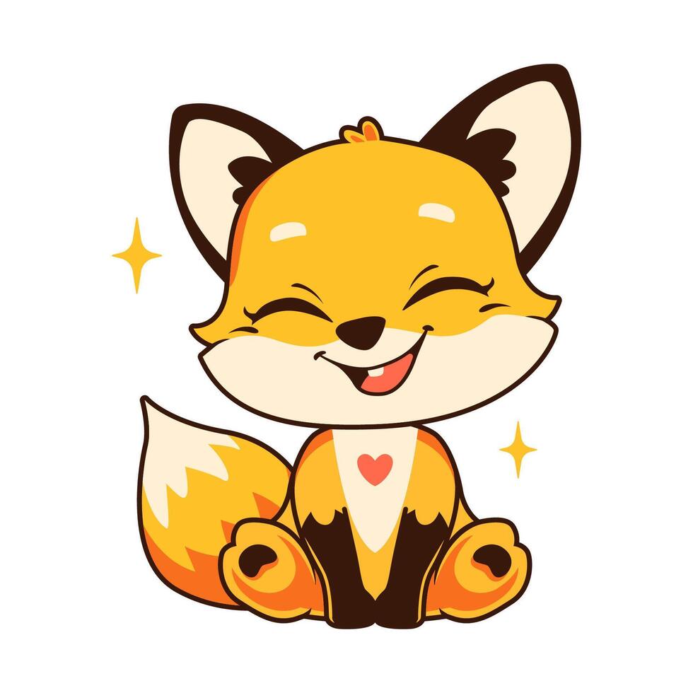 Cute Baby Fox Animal Mascot Cartoon Character Illustration with Happy Expression vector