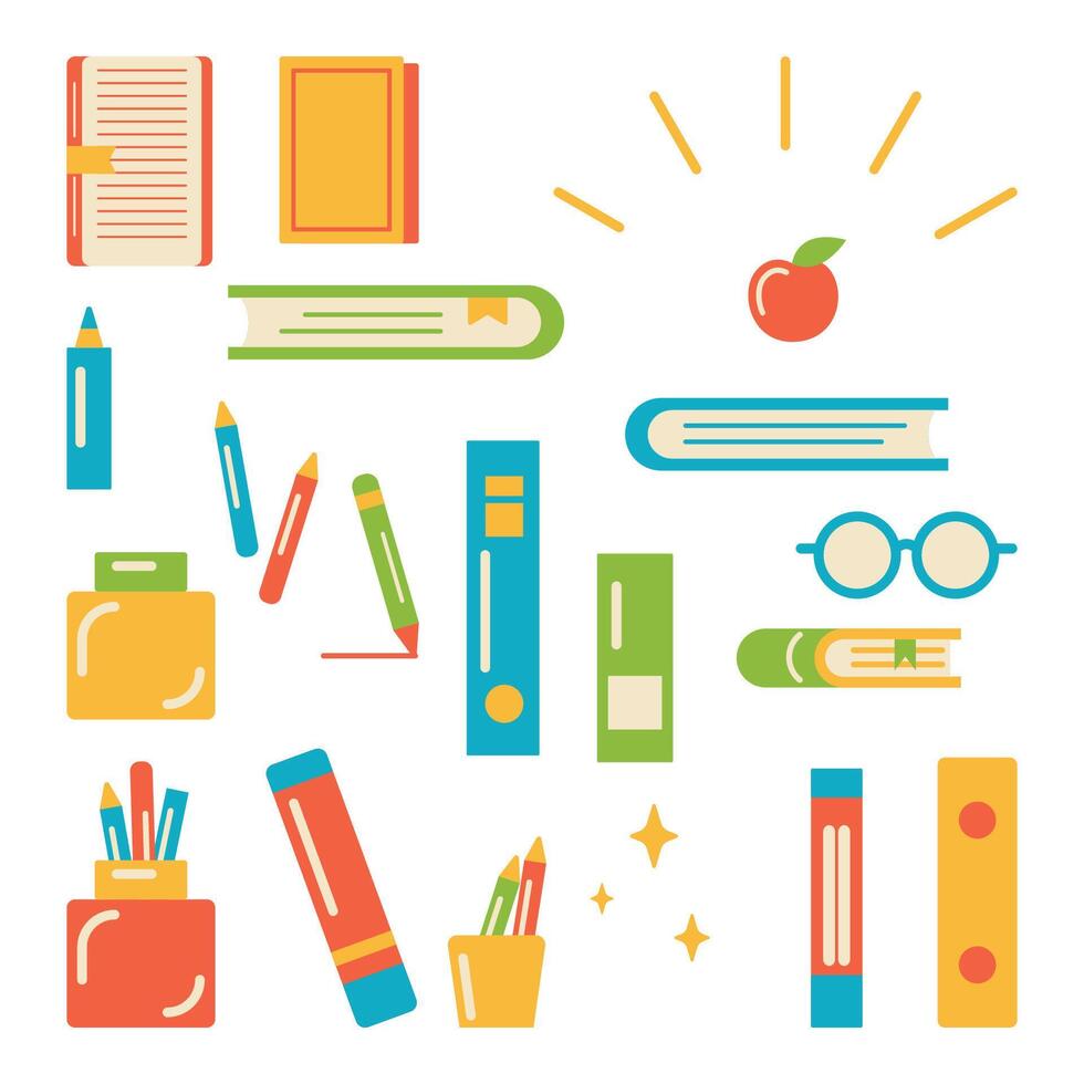 Elements of Book School and Office Stationery Equipment Illustration vector