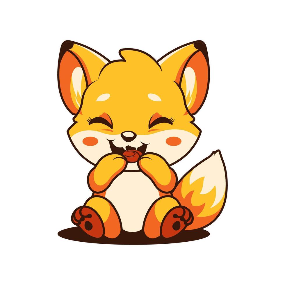 Cute Baby Fox Animal Mascot Cartoon Character Illustration with Happy Expression vector