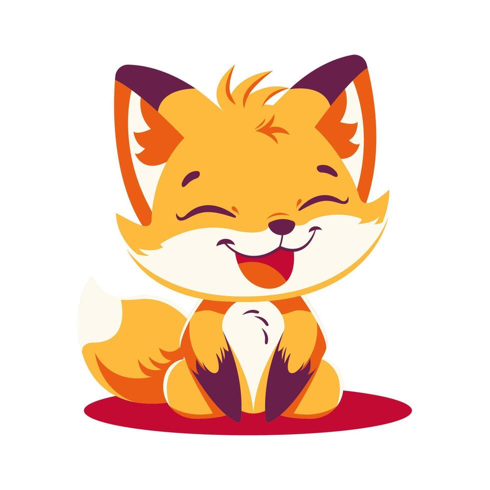 Cute Baby Fox Cartoon Character Illustration Sitting with Happy Expression vector