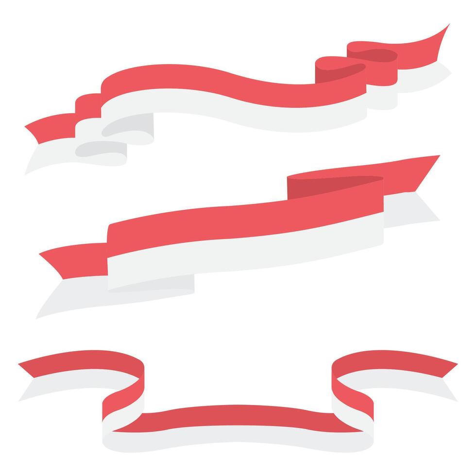 Indonesian Flag Red White Ribbon for August Independence Day Celebration vector