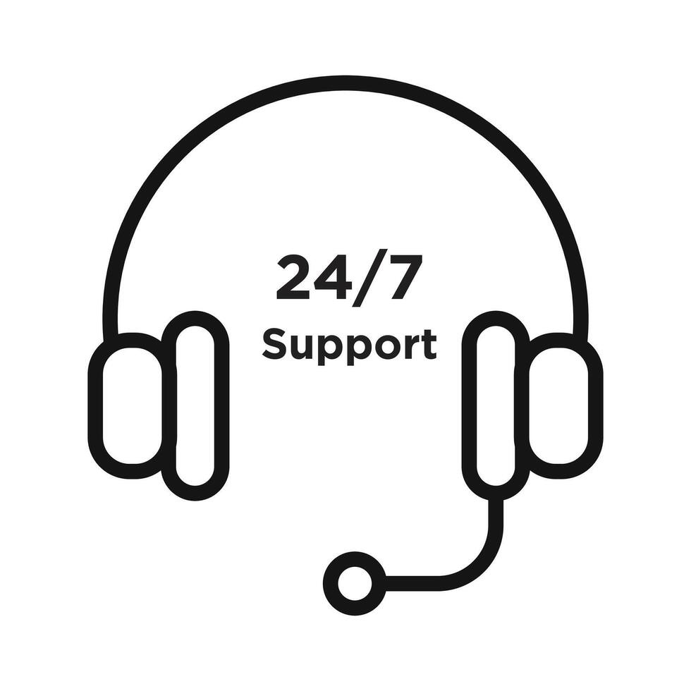 24 hrs support or service icon vector