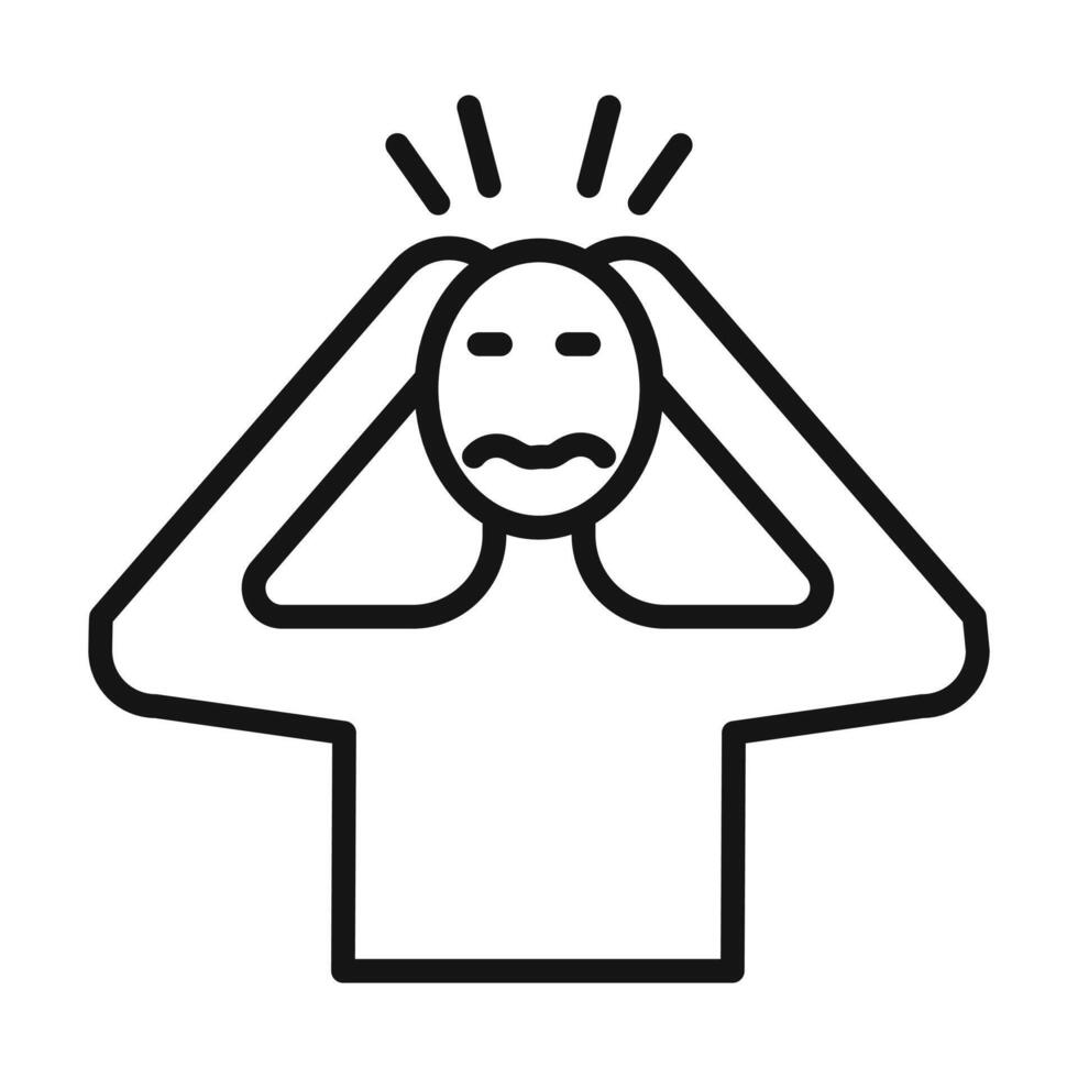 Anxiety icon Black line art vector