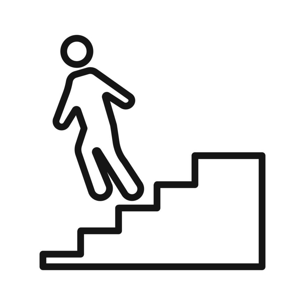 Downstairs icon Black line art vector