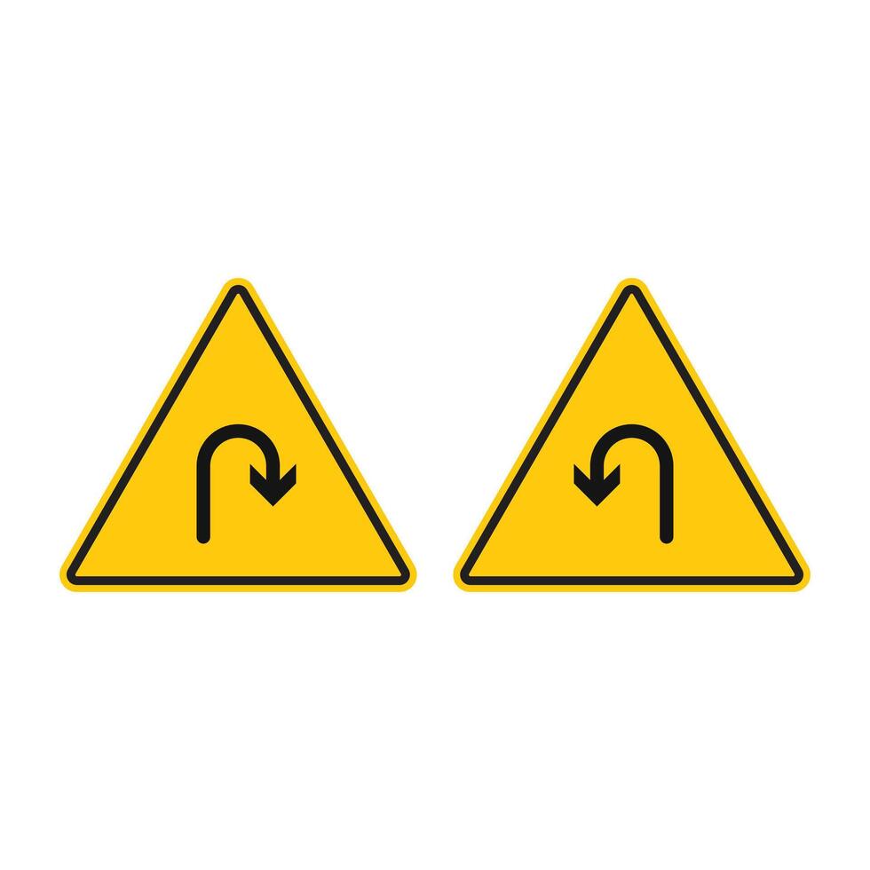 Left Right U-Turn Warning icon vector