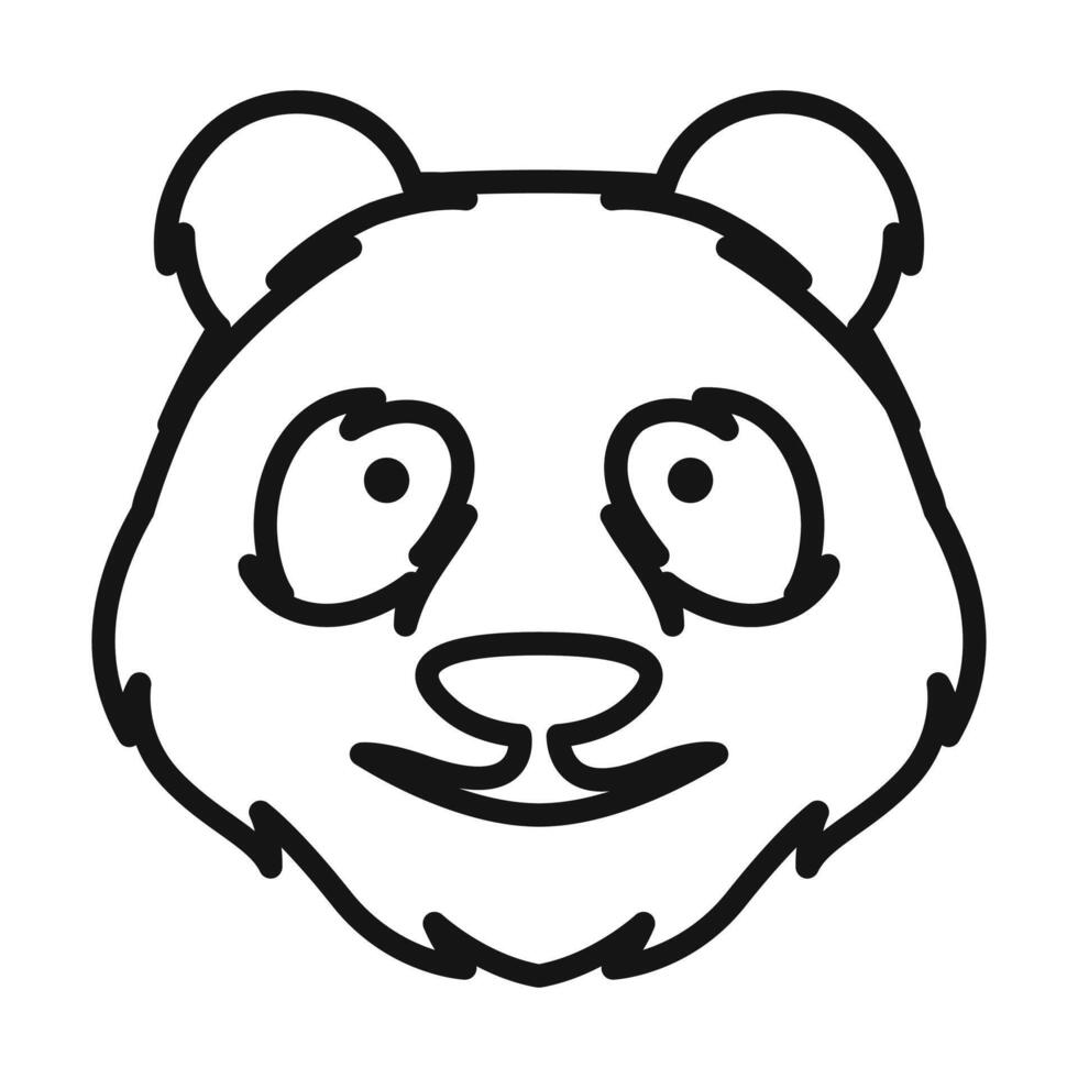 panda icon Black line art vector