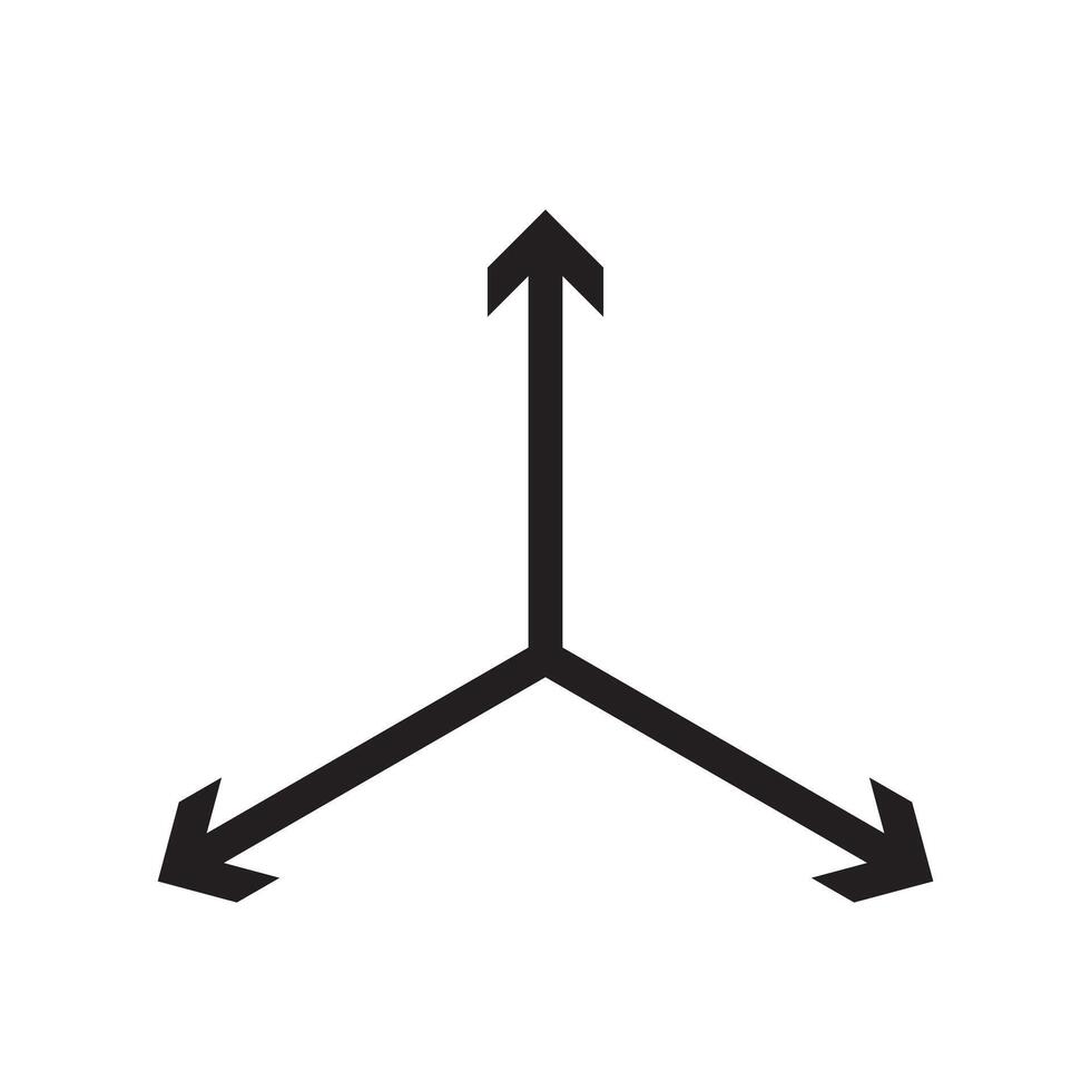 3 arrow way icon Black line art vector