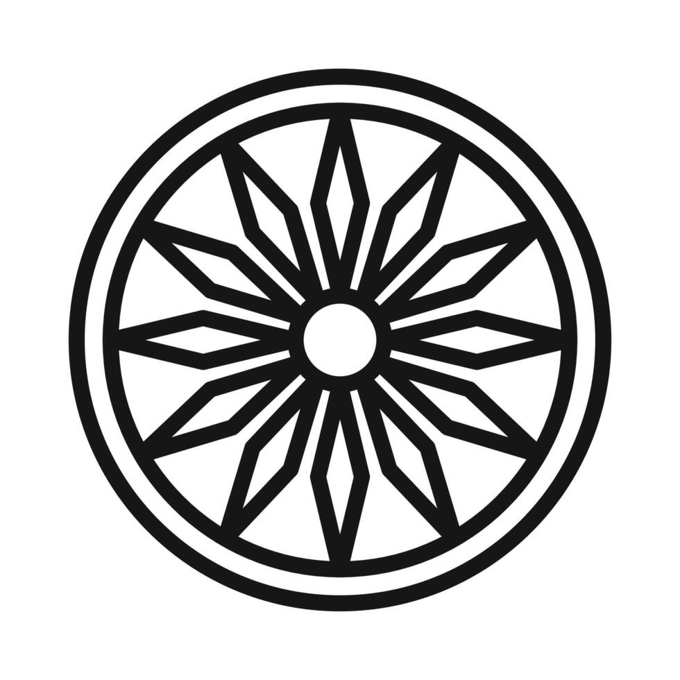 Ashoka Wheel icon Black line art vector