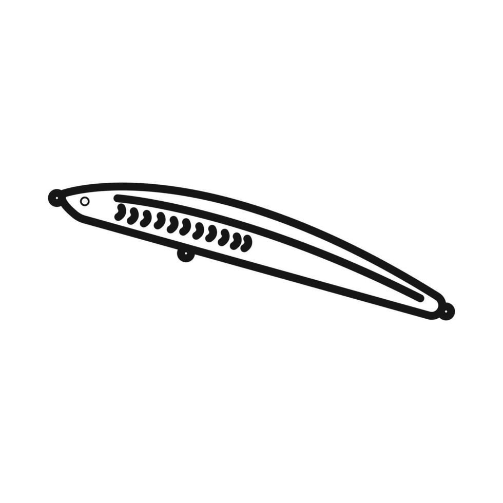 Bait Fishing Minnow icon Black line art vector