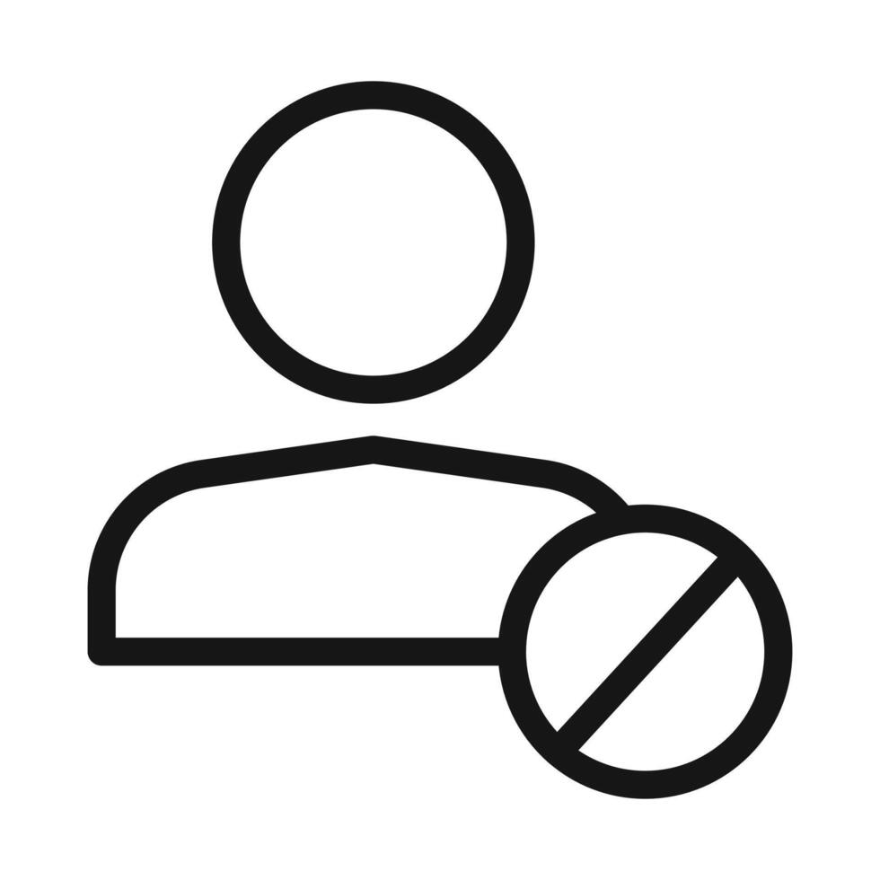 Block User Icon Black line art vector