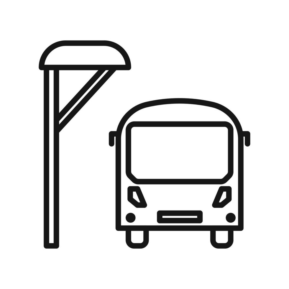 Bus stop stand icon Black line art vector