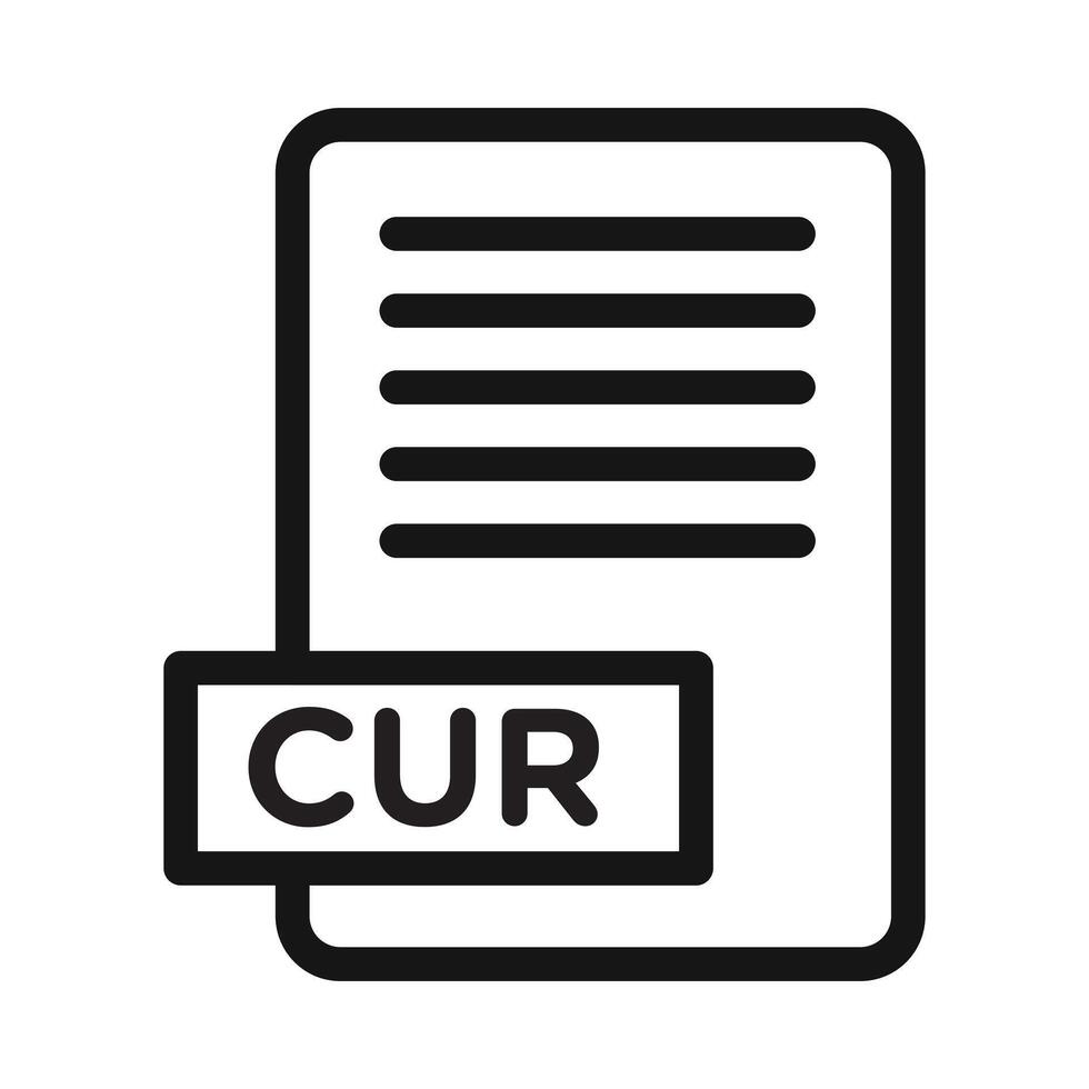 CUR File Document Icon Black line art vector