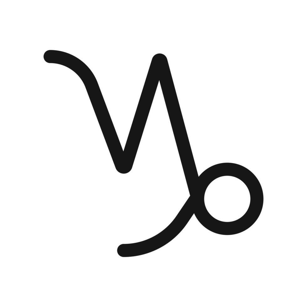Capricorn zodiac sign icon Black line art vector