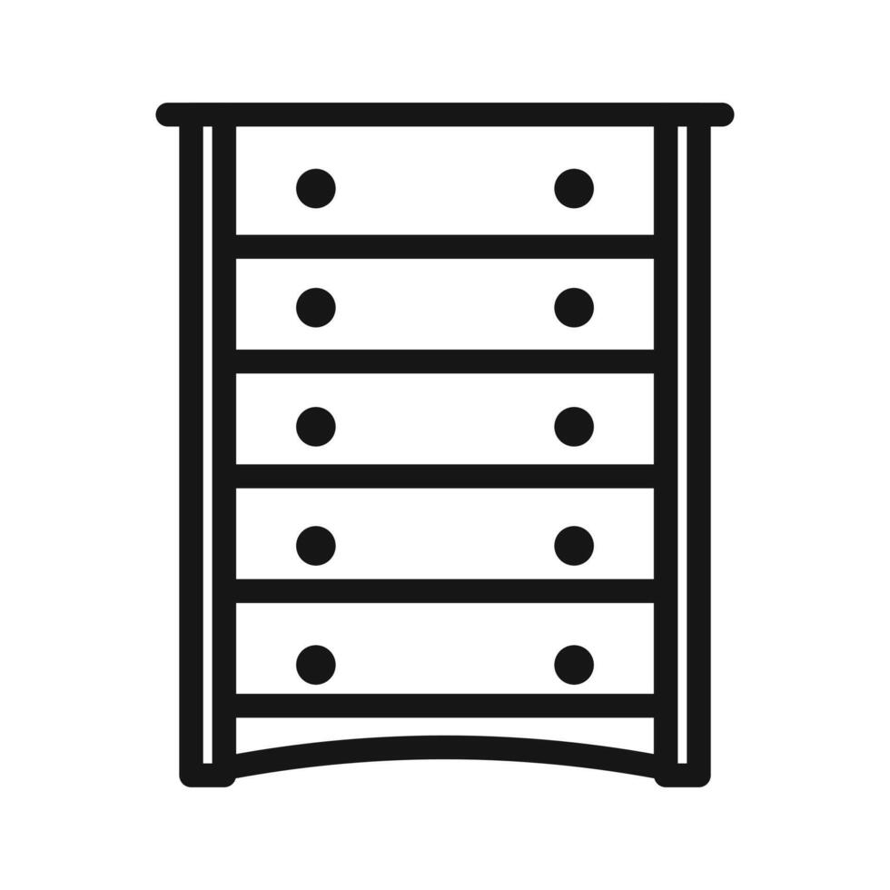 Chest of drawers icon Black line art vector