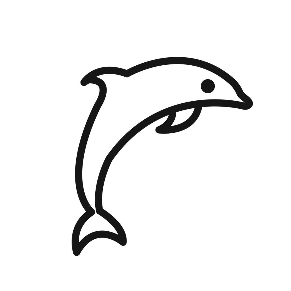 Dolphin icon Black line art vector