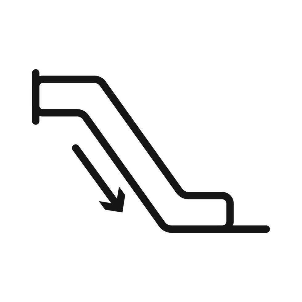 Escalator down icon Black line art vector