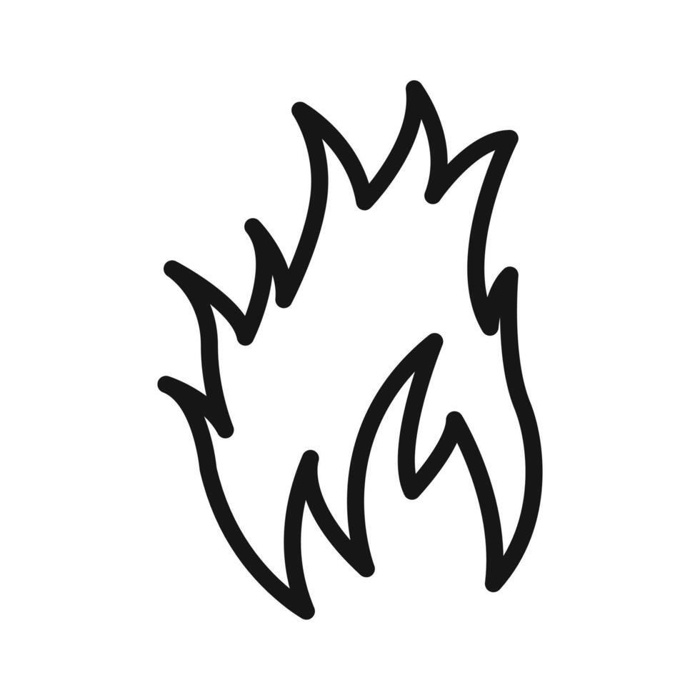 Flame fire icon Black line art vector