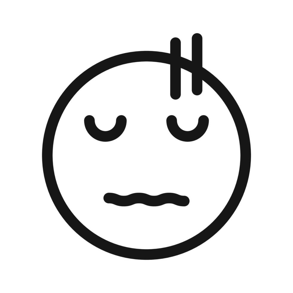 Guilty face emoji icon Black line art vector
