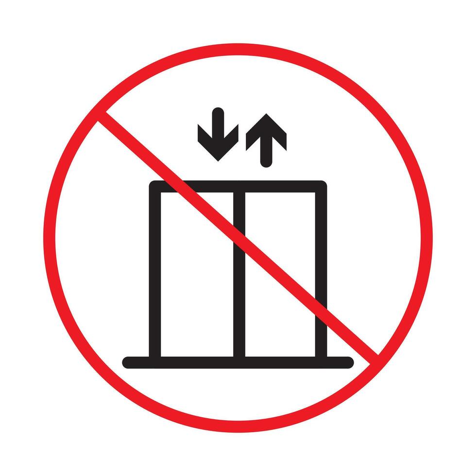 No Elevator Sign icon Black line art vector