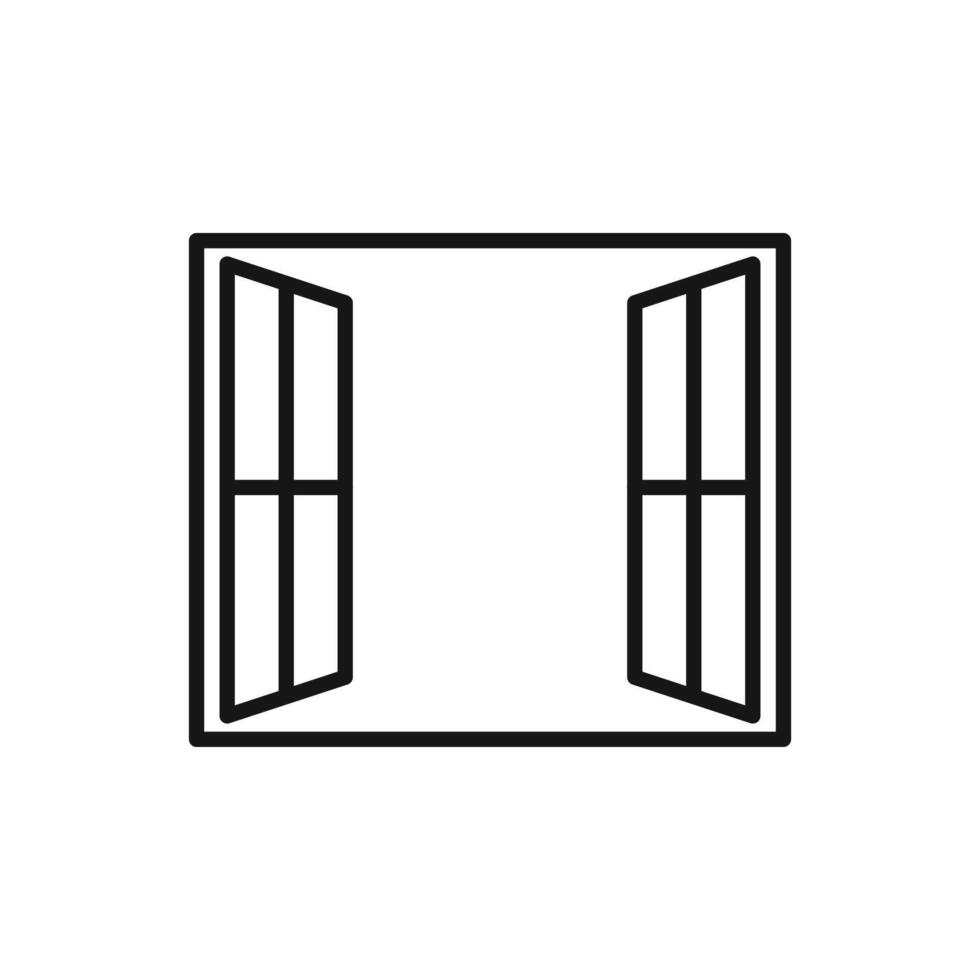 Open windows icon Black line art vector