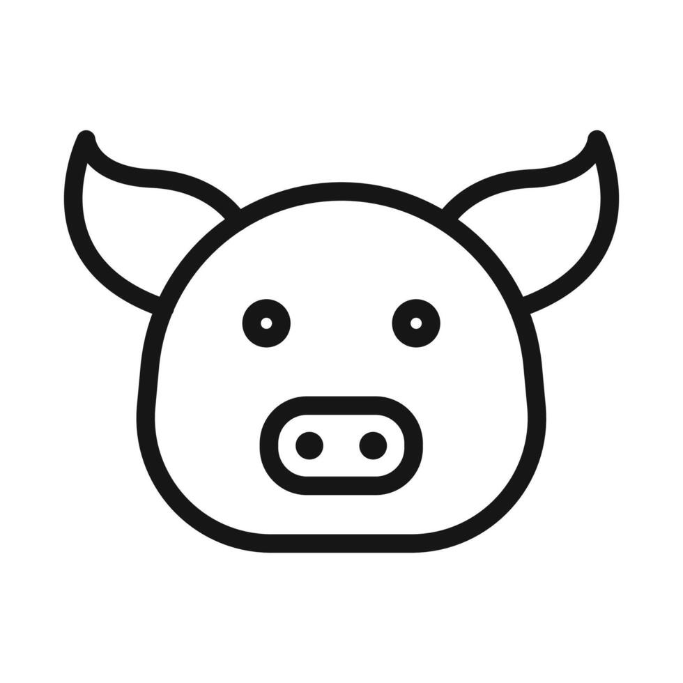 Pig face icon Black line art vector