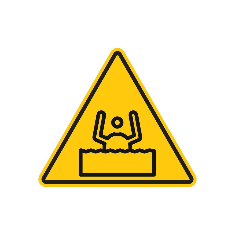 Quicksand and Mud Danger Sign icon Black line art vector