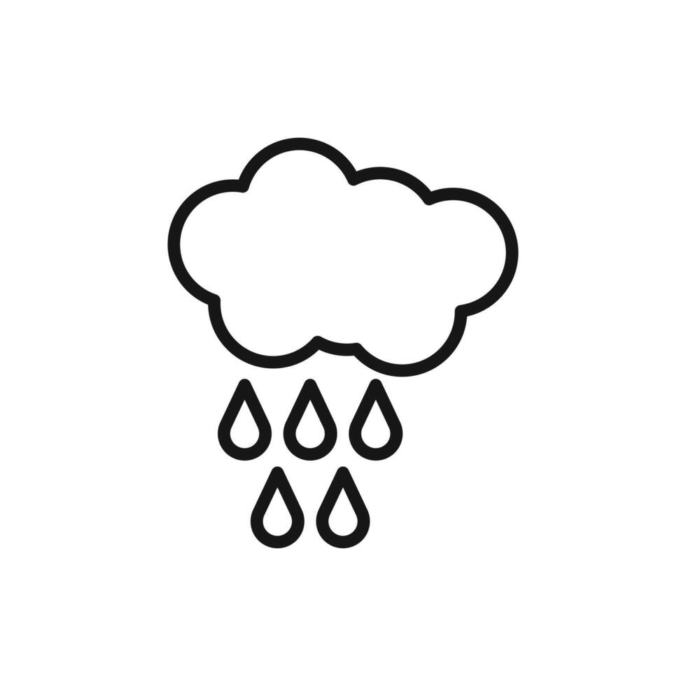 Rain icon Black line art vector