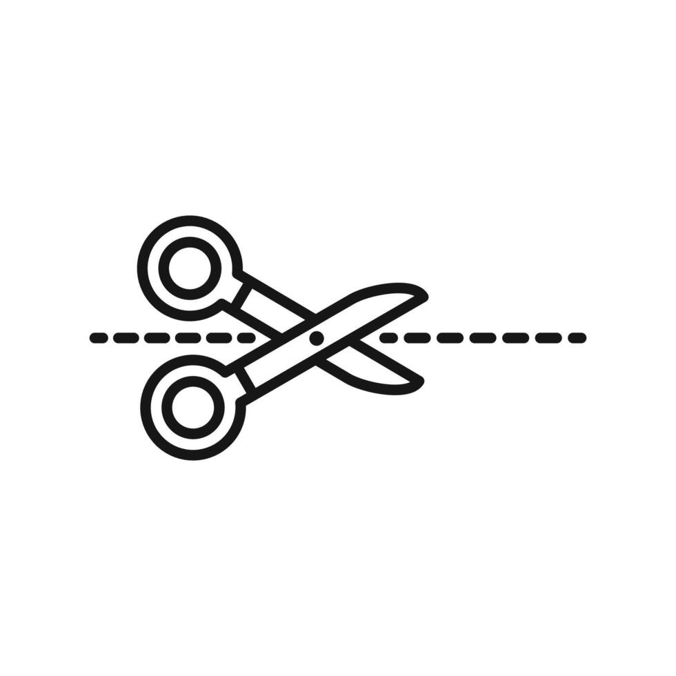 Scissors with cut lines icon Black line art vector