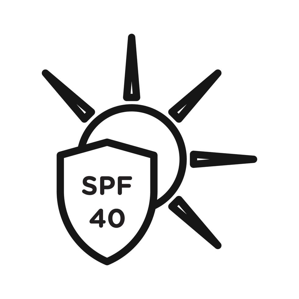 Sun protection factor 40 icon Black line art vector