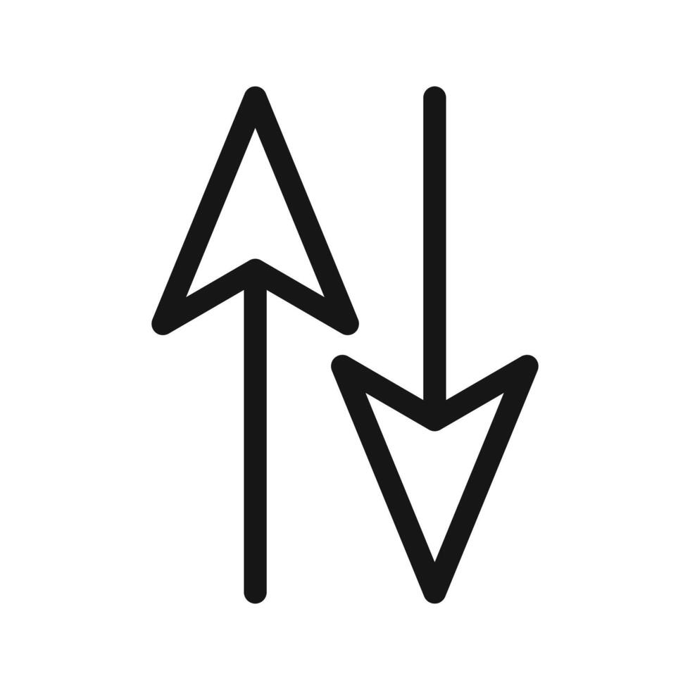 Up and down arrows icon Black line art vector