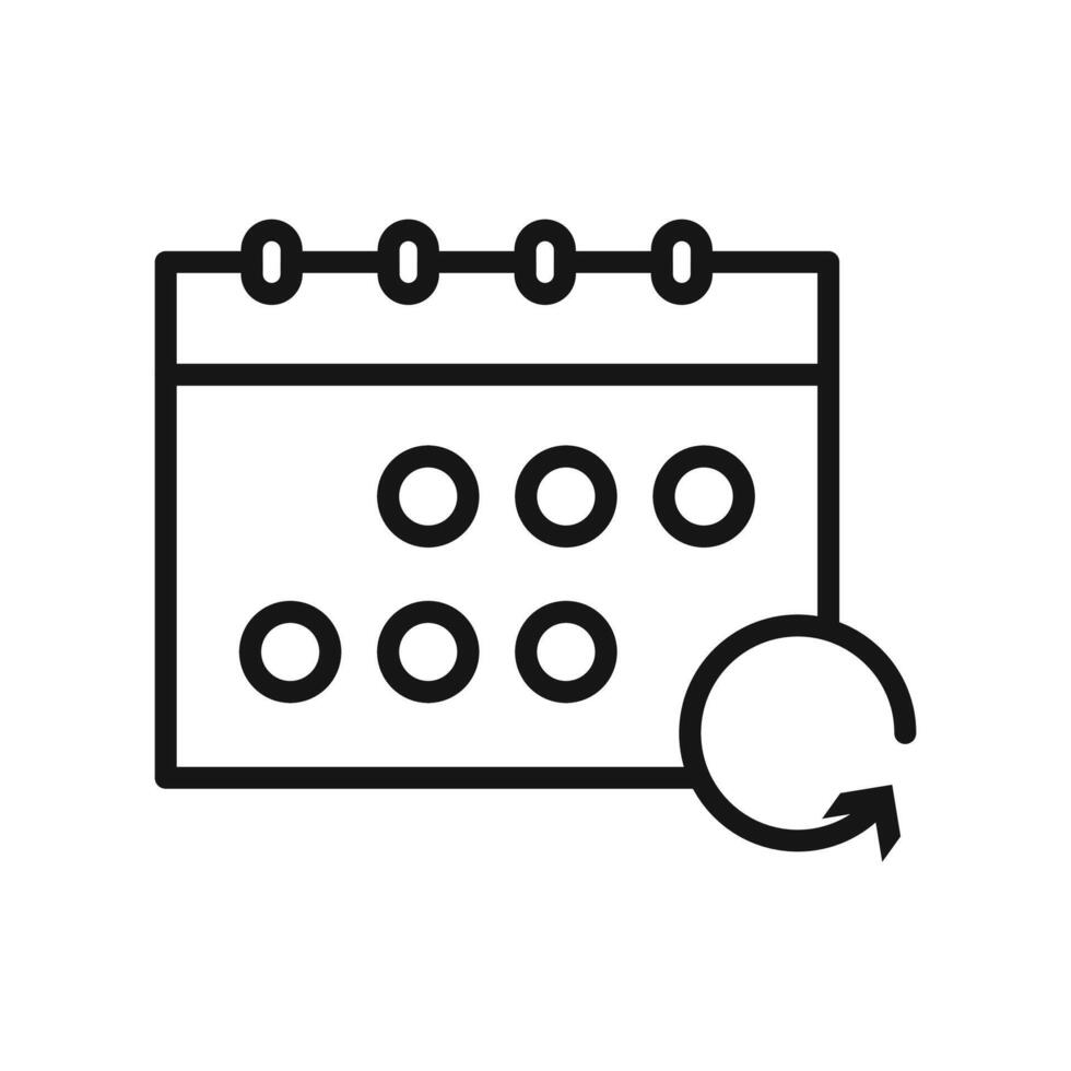 Update Calendar icon Black line art vector