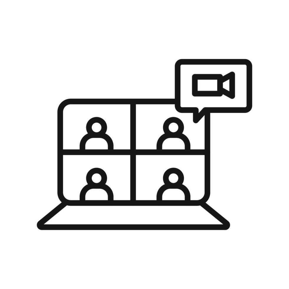chat conference icon Black line art vector