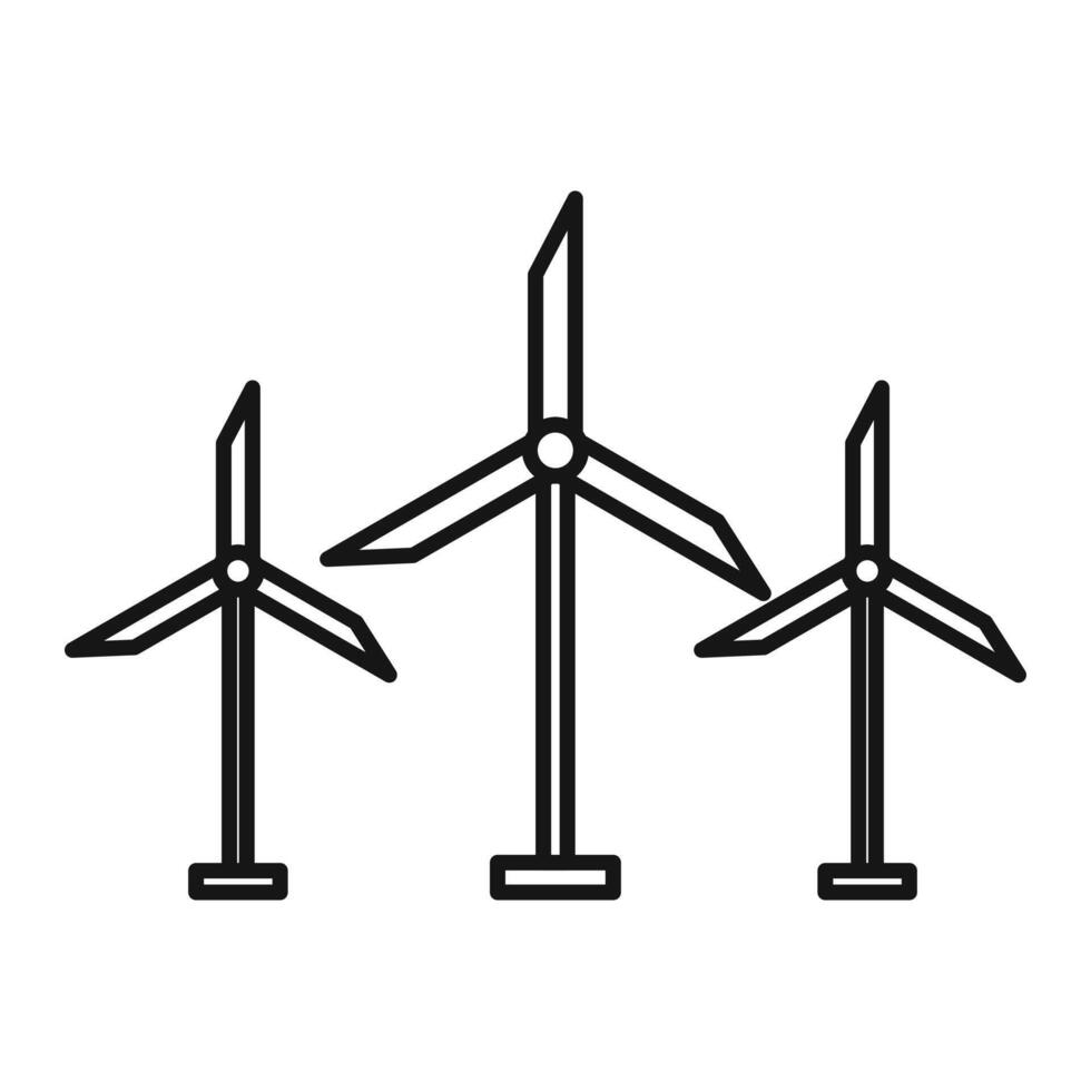 Wind turbine icon Black line art vector