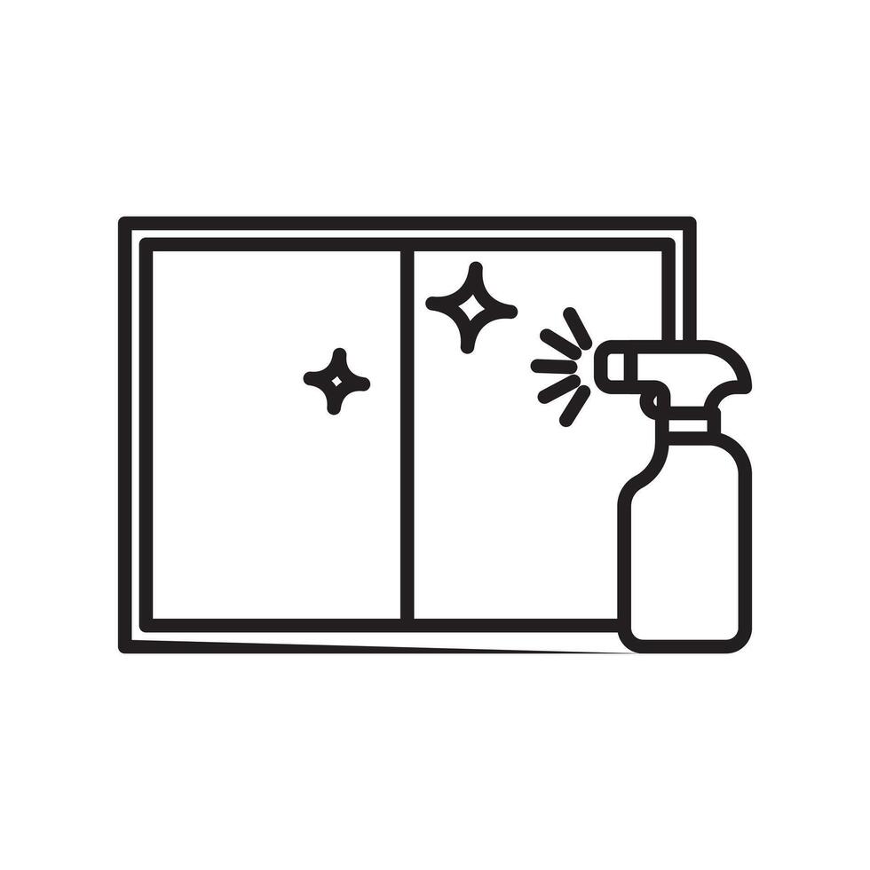 Windows cleaning icon Black line art vector