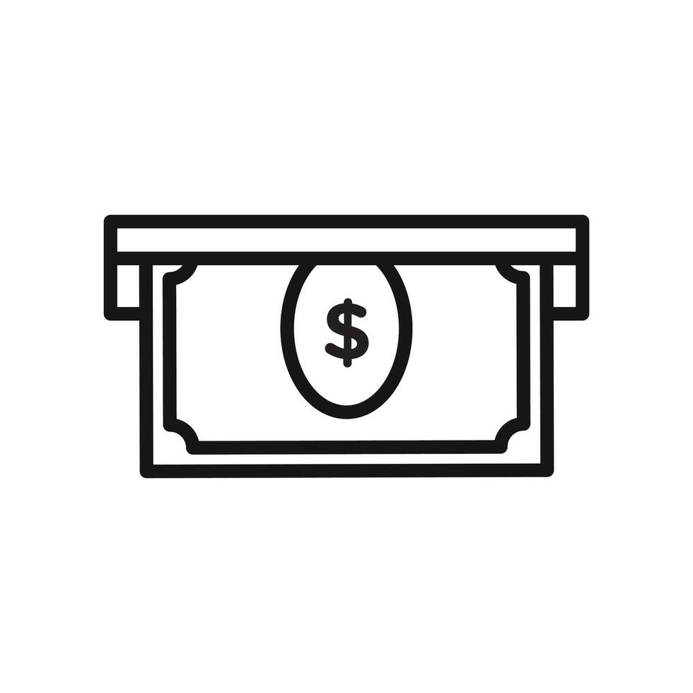 Withdraw Money in ATM icon Black line art vector