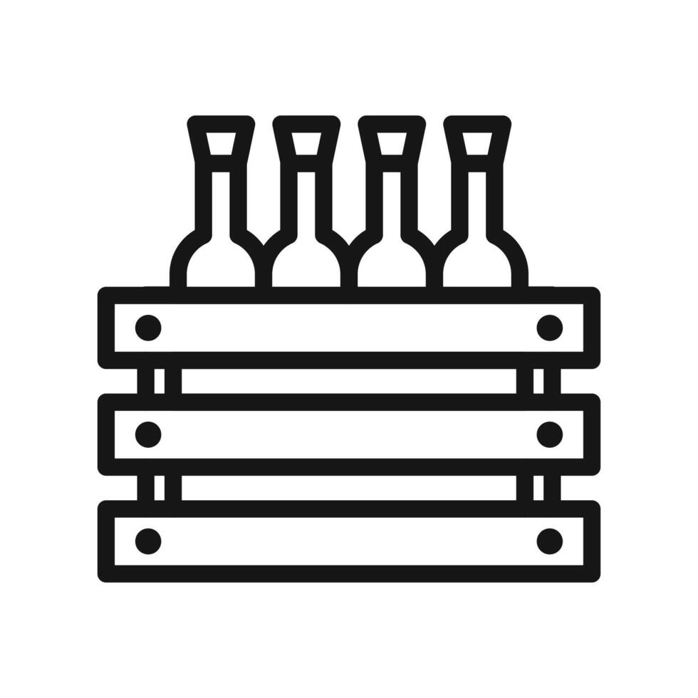 beer bottles in basket icon Black line art vector