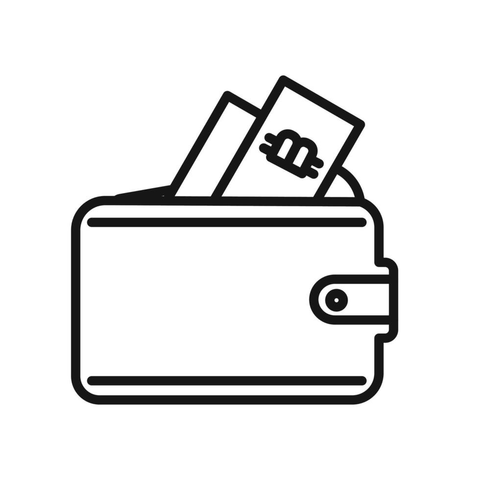 bitcoin wallet icon Black line art vector